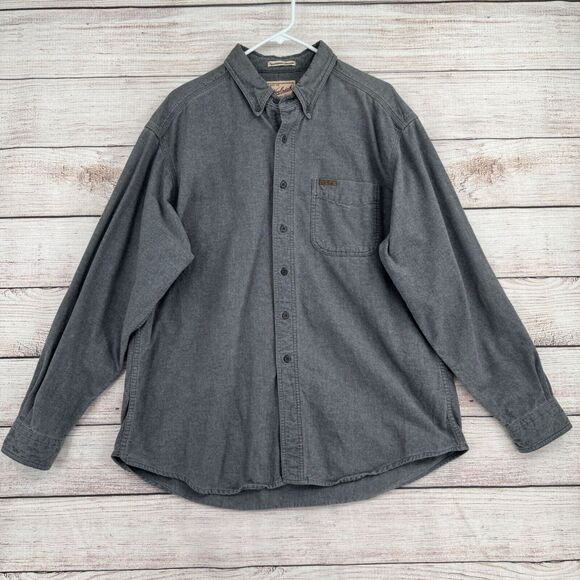 Vintage Woolrich Sportsman Chamois‎ Button Down Shirt Men's XL Gray - Picture 1 of 12